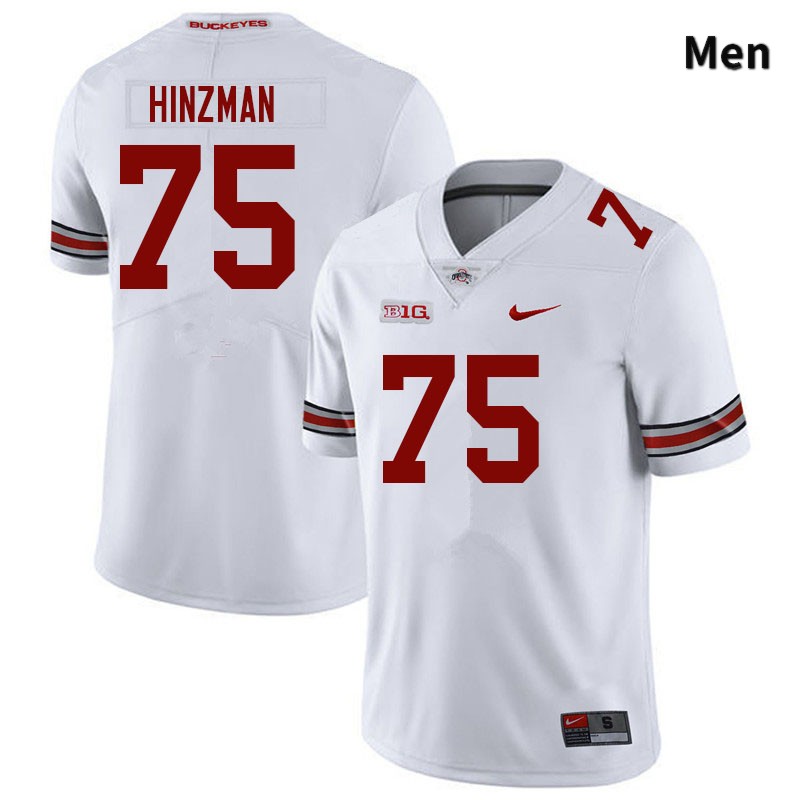 Ohio State Buckeyes Carson Hinzman Men's #75 White Authentic Stitched College Football Jersey